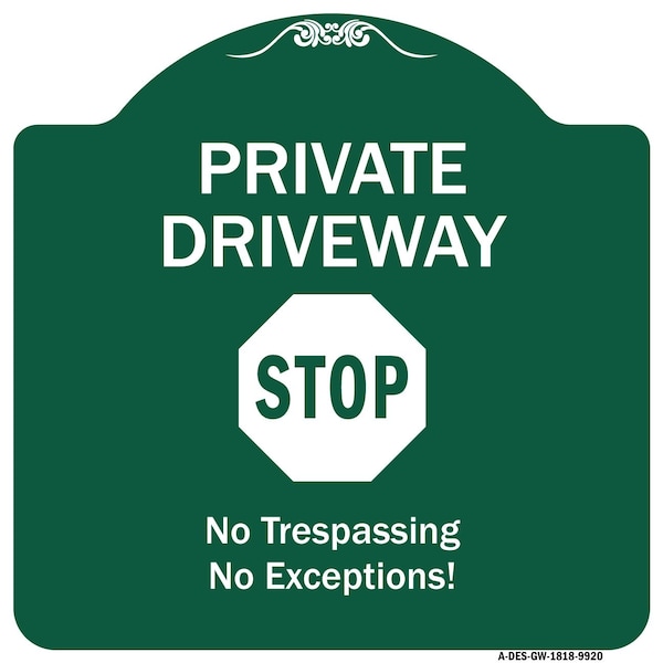 Private Driveway Stop Heavy-Gauge Aluminum Architectural Sign, 18" H, GW-1818-9920